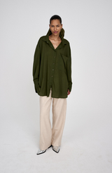 Rabens Saloner Army Green Noah Oversized Shirt
