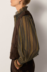Maison Hotel Khaki Stripes Anika Blouse
