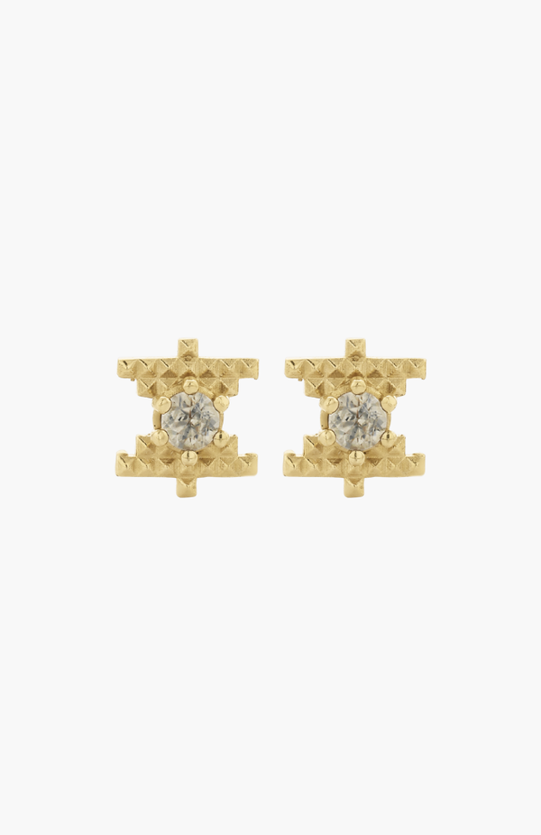 Zoe & Morgan 22K Gold Plate With Peach Zircon Inti Stud