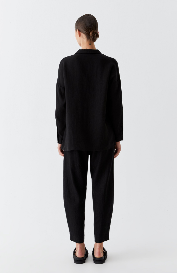 Morrison Black Linen Rocco Pant