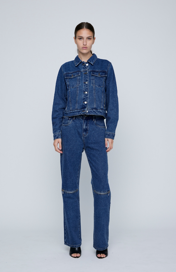 Wynn Hamlyn Indigo Zipper Denim Jacket