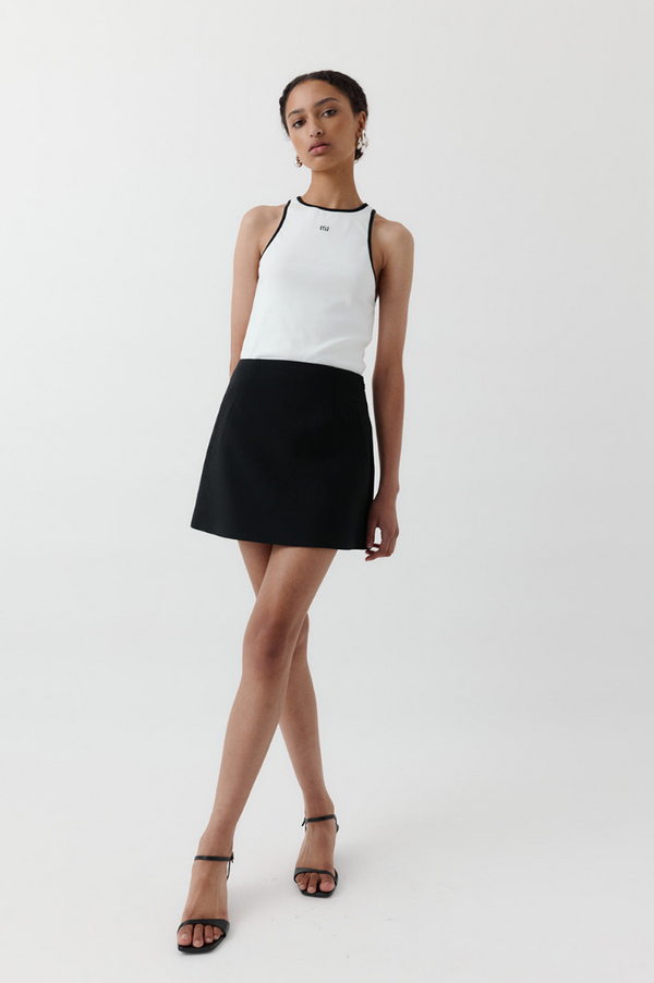 REBE White + Black Cotton Vest