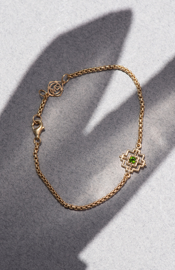 Zoe & Morgan 22k Gold Plate with Chrome Diopside Centered Bracelet