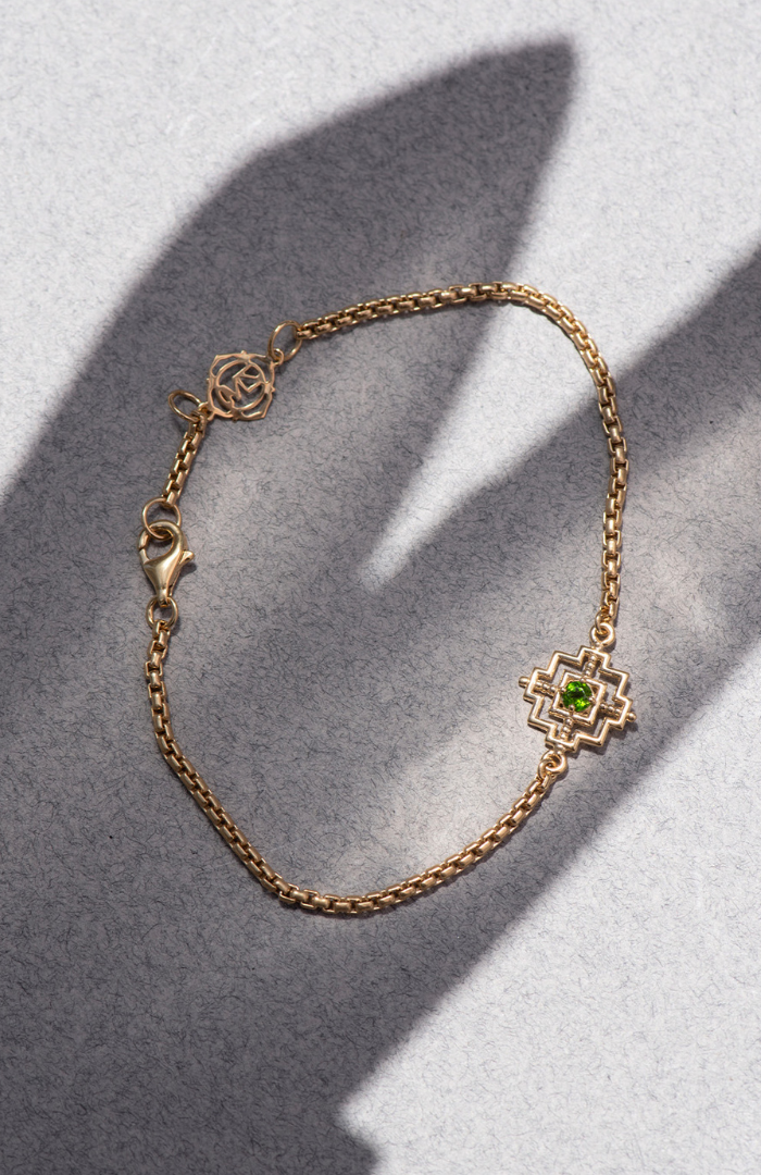 Zoe & Morgan 22k Gold Plate with Chrome Diopside Centered Bracelet