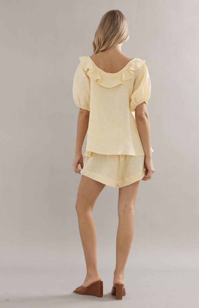 Caitlin Crisp Yellow Linen Little Darling Blouse