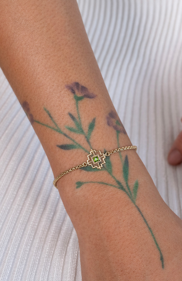 Zoe & Morgan 22k Gold Plate with Chrome Diopside Centered Bracelet