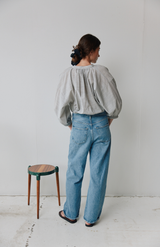 Mahsa Charcoal  Crafted Pin Stripe Everyday Blouse