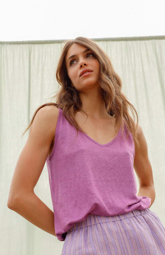 Indi & Cold Lavendar Linen Cami