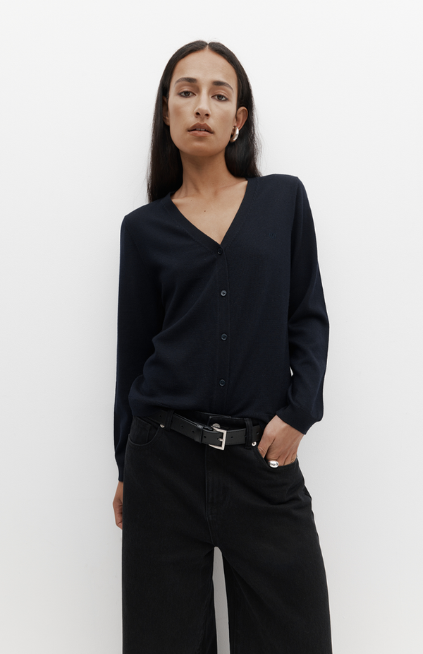 Rebe Navy Merino Cardigan