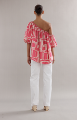 Caitlin Crisp Pink Abstract Silk Emmie Blouse