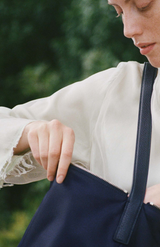 Yu Mei Double Blue Nylon Medium Utility Bag