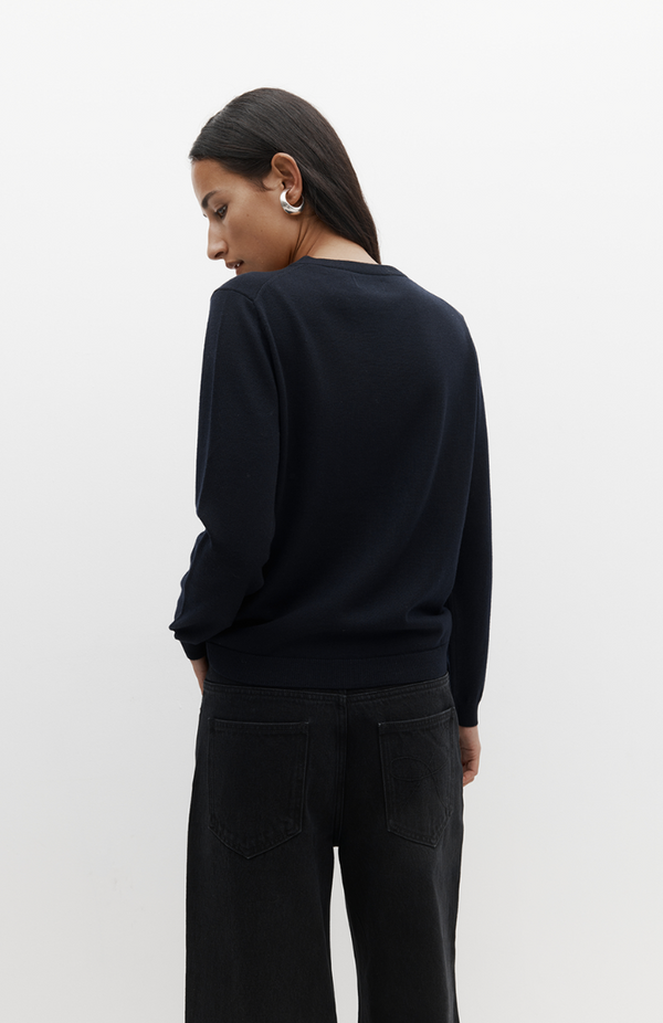 Rebe Navy Merino Cardigan