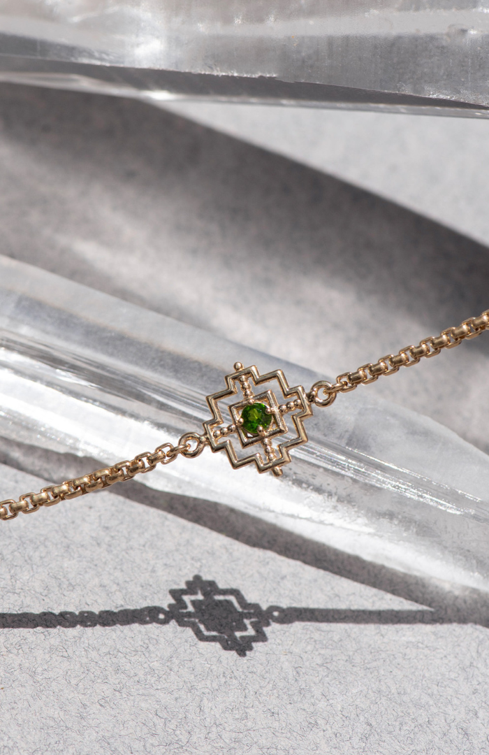 Zoe & Morgan 22k Gold Plate with Chrome Diopside Centered Bracelet