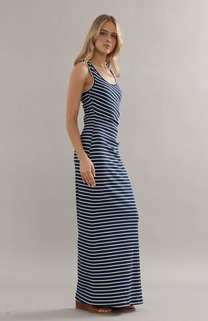 Caitlin Crisp Navy Stripe Pitstop Dress