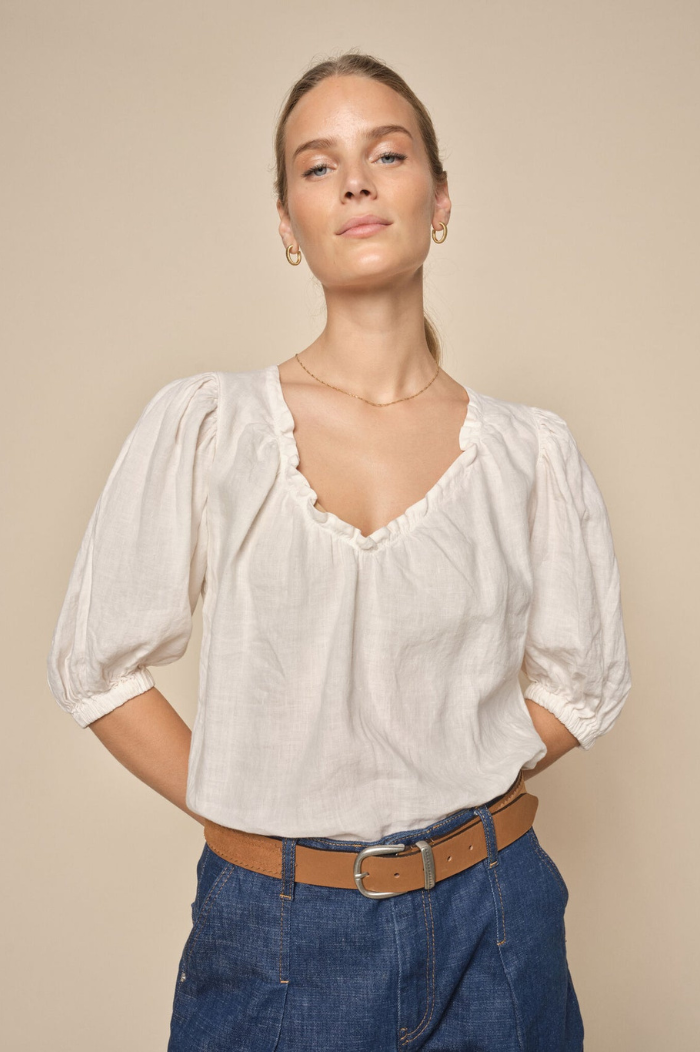 Mos Mosh Ecru Taissa Linen Blouse