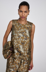 Rabens Saloner Golden Combo Piper Ottoman Jacquard Top