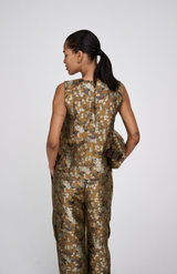 Rabens Saloner Golden Combo Piper Ottoman Jacquard Top
