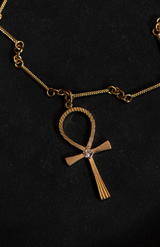 Zoe & Morgan 22K Gold Plate With Peach Zircon Ankh Necklace