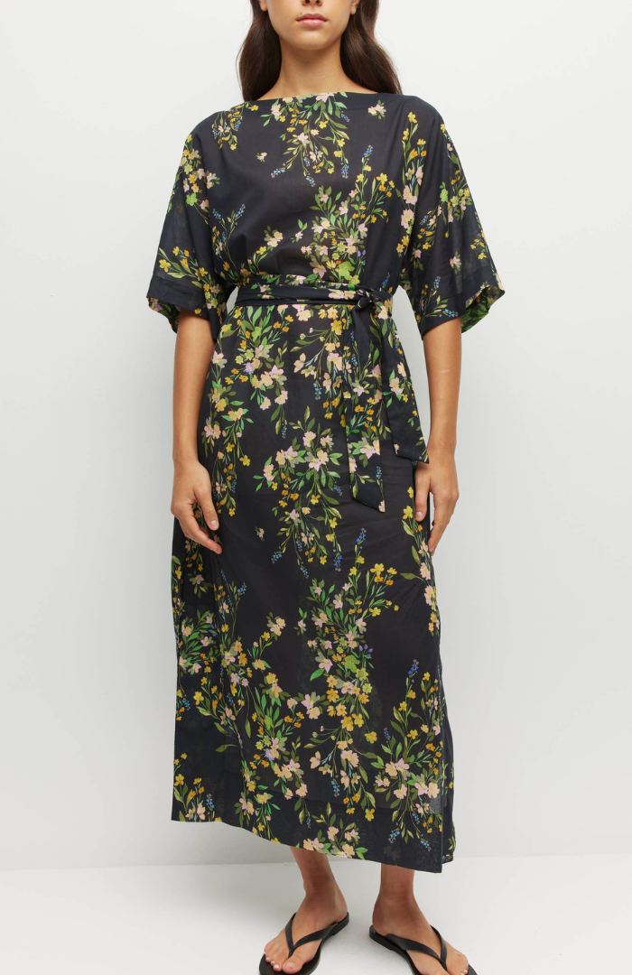 Juliette Hogan Dark Garland Cotton Painted Petals Kiko Dress