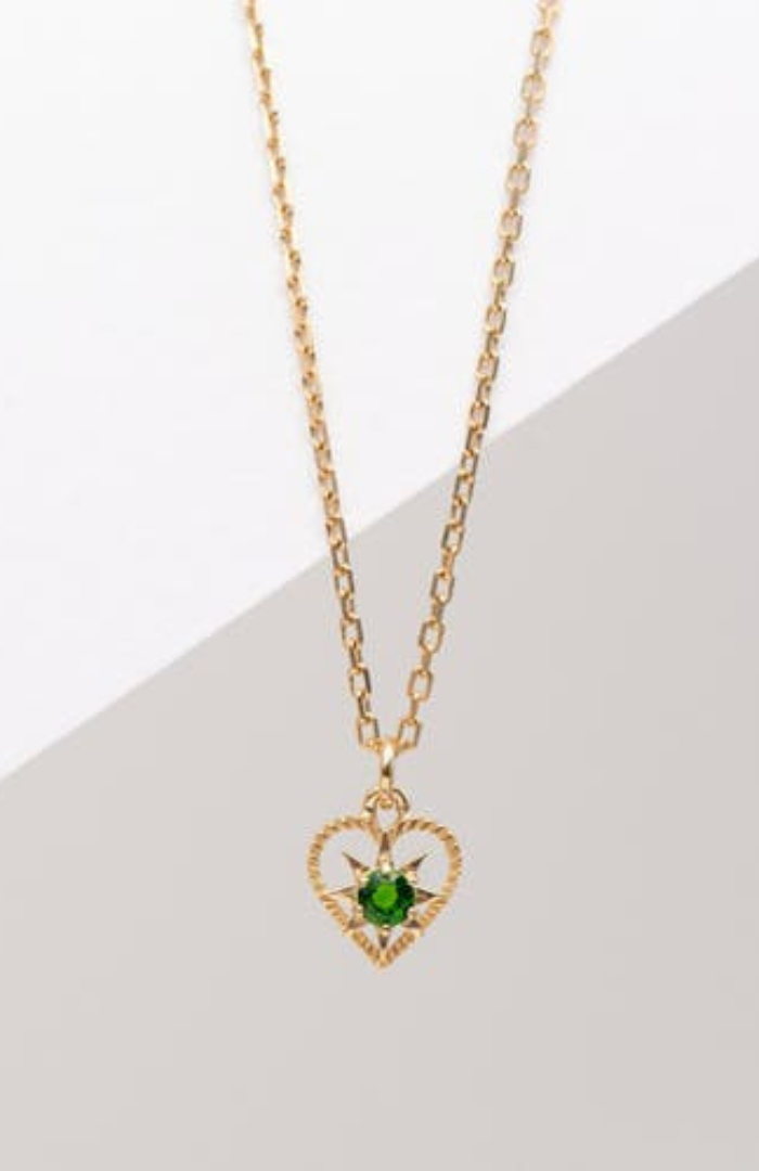 Zoe & Morgan 22k Gold Plate with Chrome Diopside Kind Heart Necklace