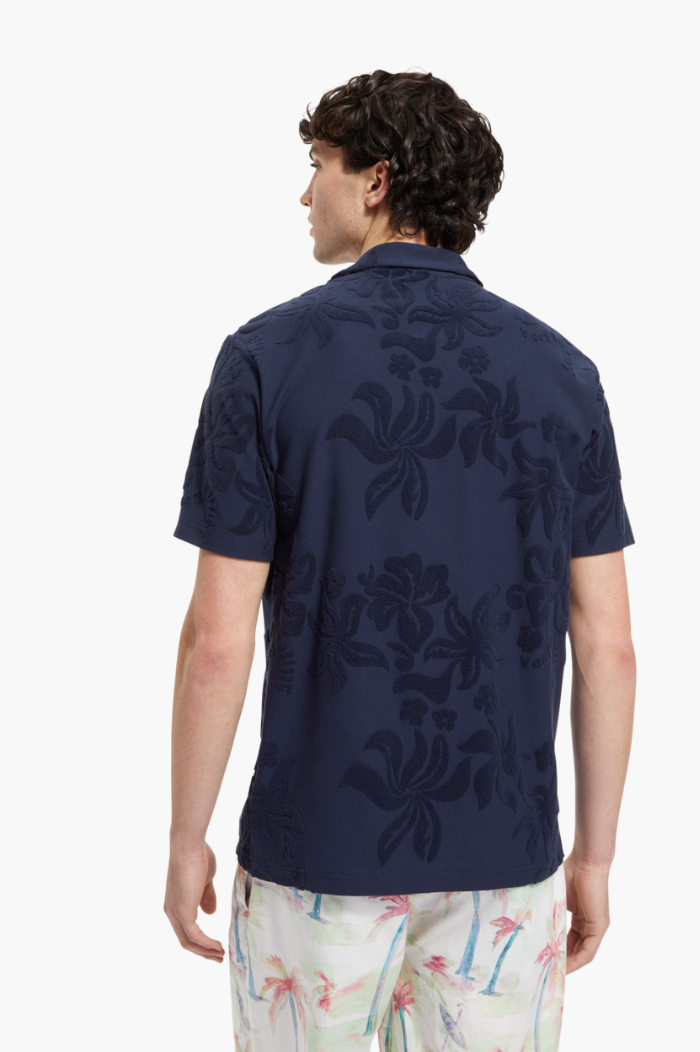 Scotch & Soda Navy Blue Terry Jacquard T-Shirt