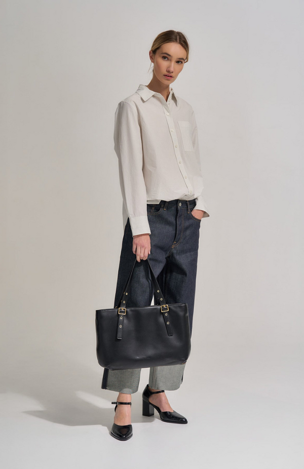 Brie Leon Black Everyday East-West Tote
