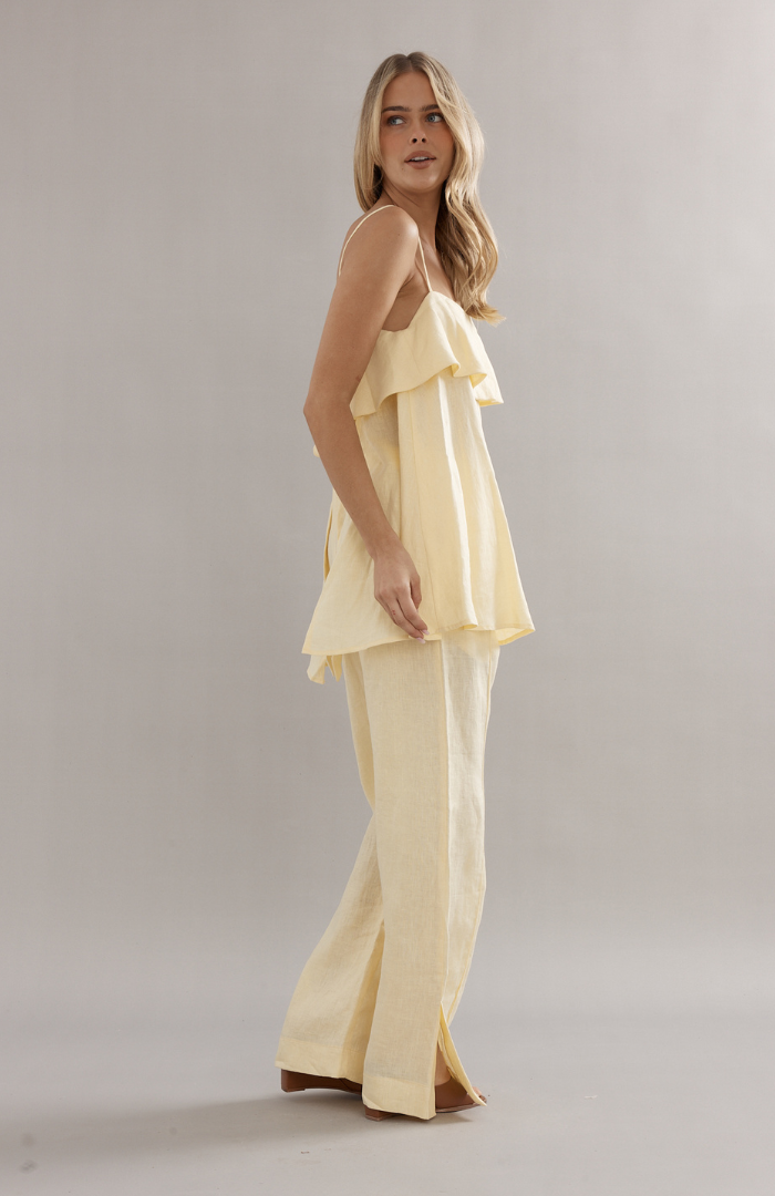 Caitlin Crisp Yellow Linen Jimmy Jogger
