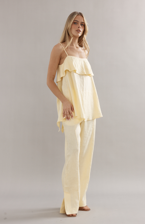 Caitlin Crisp Yellow Linen Jimmy Jogger