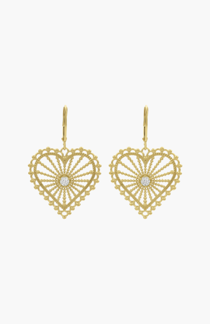 Zoe & Morgan 22k Gold Plate with White Zircon Amor Earrings