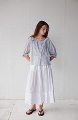 Mahsa Pinstripe Fine Heritage Stripe Bon Ruffle Blouse