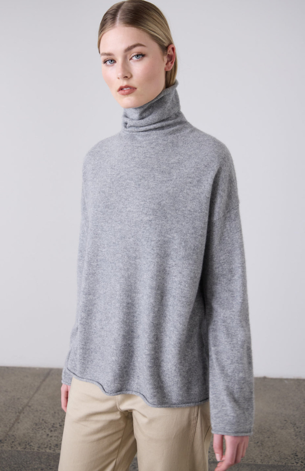 Laing Grey Marle Mara  Funnel Neck Knit