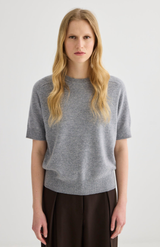 Laing Grey Marle Jasper Cashmere T-Shirt Crew