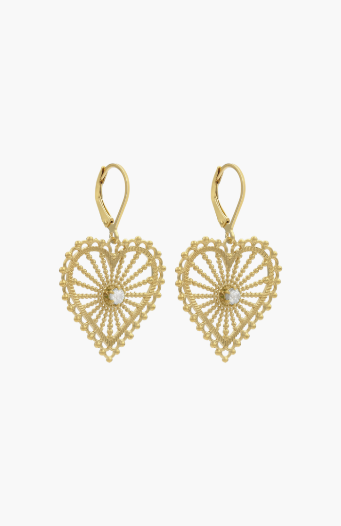 Zoe & Morgan 22k Gold Plate with White Zircon Amor Earrings