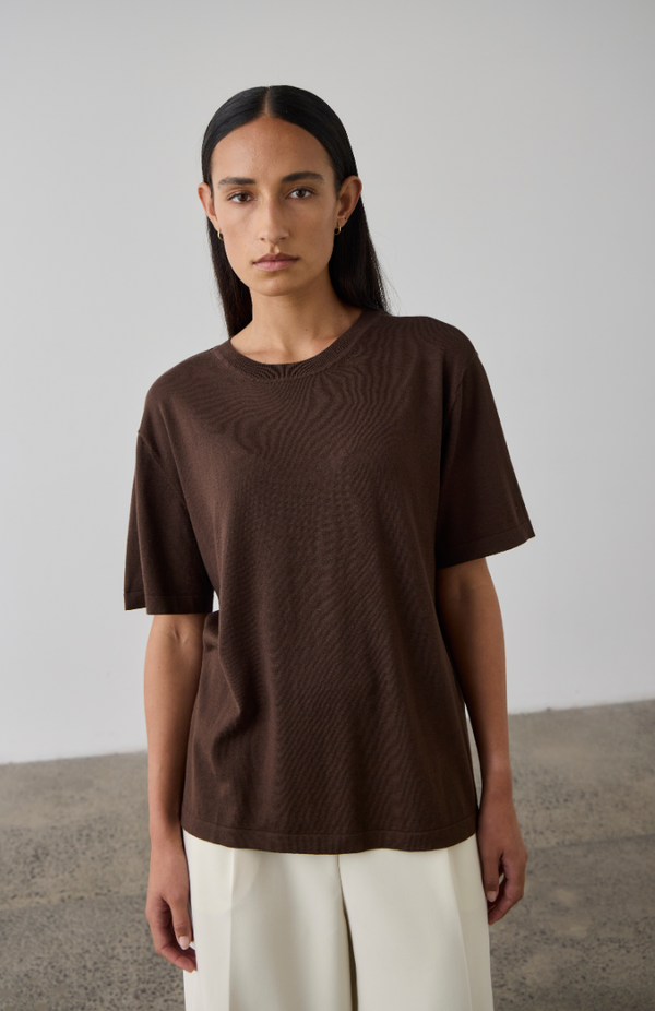 Laing Chocolate Oversized Knit T-Shirt