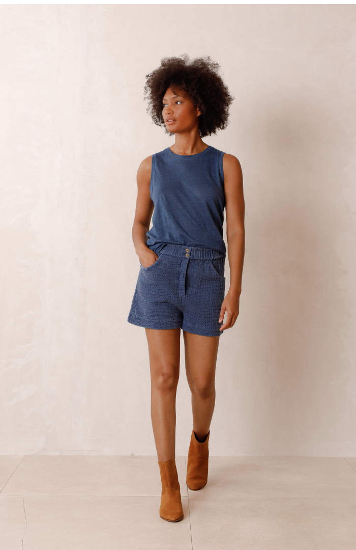 Indi & Cold Indigo Linen Tank