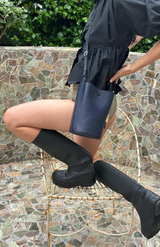 Yu Mei Eclipse Navy Lambskin Phoebe Bucket Bag