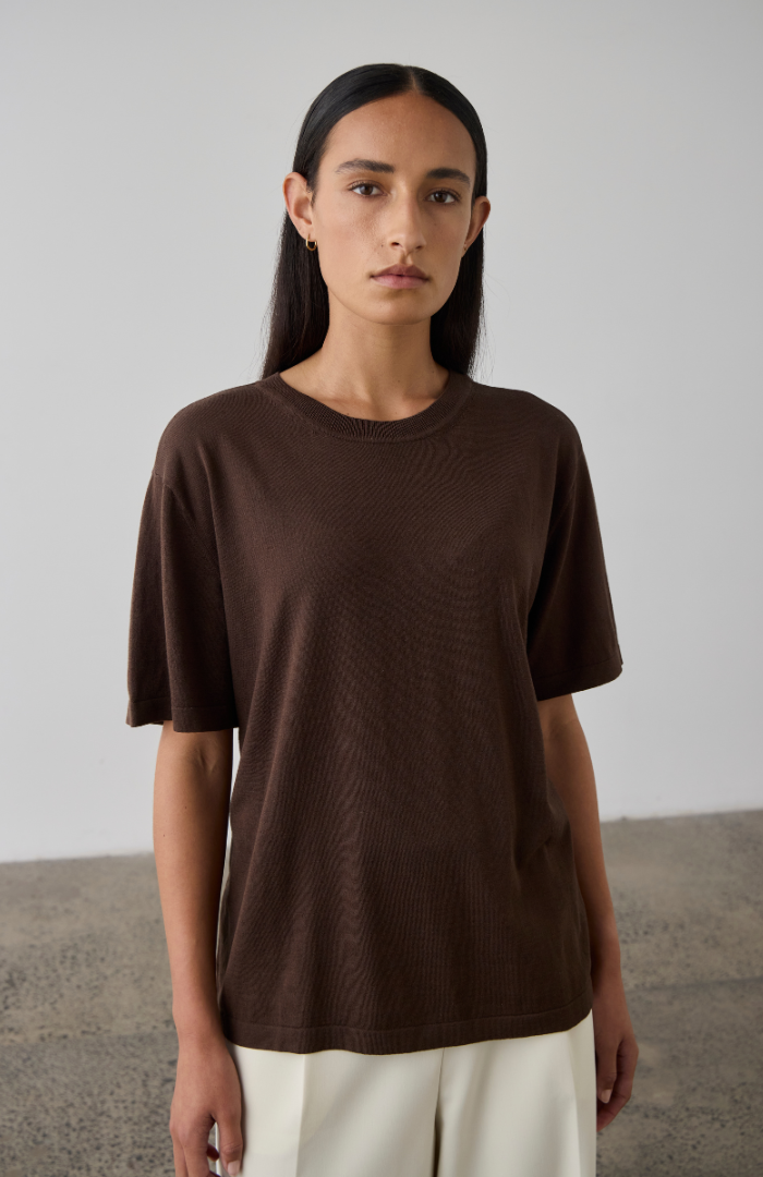 Laing Chocolate Oversized Knit T-Shirt