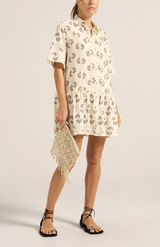 Ilio Nema Ivory + Gold Macrame Fringe Clutch