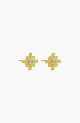 Zoe & Morgan 22k Gold Plate with White Zircon Inka Studs