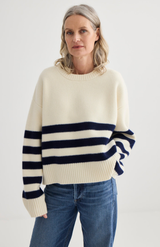 Laing Ivory + Midnight Oversized Stripe Crew