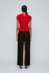 Wynn Hamlyn Red Shirred Cotton Top