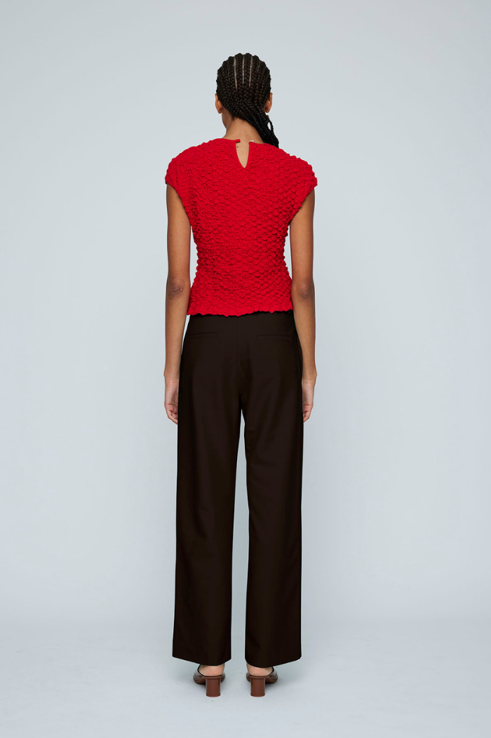 Wynn Hamlyn Red Shirred Cotton Top