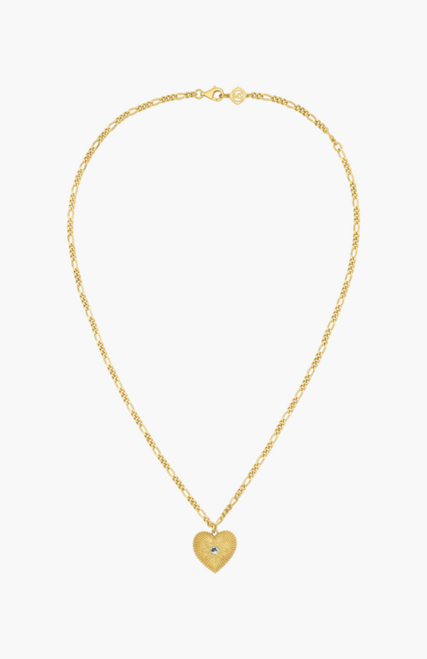 Zoe & Morgan 22k Gold Plate with Aquamarine Brave Heart Necklace