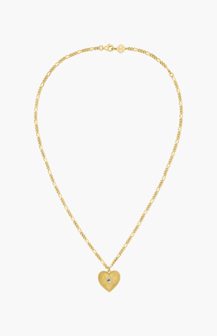 Zoe & Morgan 22k Gold Plate with Aquamarine Brave Heart Necklace