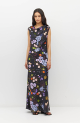 Juliette Hogan Noir Afterglow Floral Twill Arc Dress