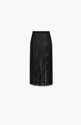 Rebe Black Long Fringe Belt
