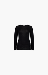 Rebe Black Ruched Long Sleeve Merino Top