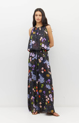 Juliette Hogan Noir Afterglow Flotal Twill Aria Dress
