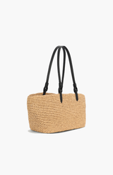 Deadly Ponies Natural Raffia + Black Medium Bandit Tote