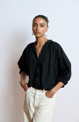Mahsa Cotton Poplin Black Everyday Crop